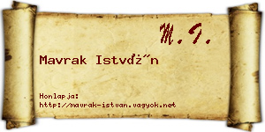 Mavrak István névjegykártya